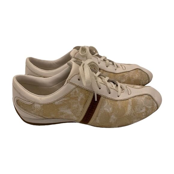 COACH Lissy ladies gold tone leather print sneakers US 8m - Picture 1 of 9